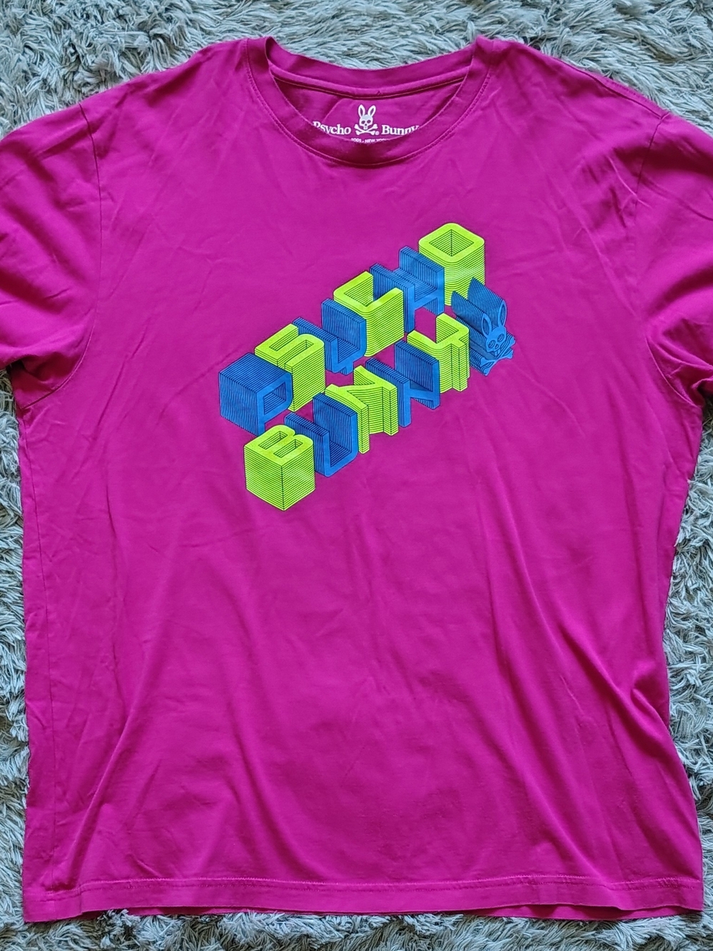 Psycho Bunny 3D Graphic Print Magenta Men's T-Shirt Size 8 XXL